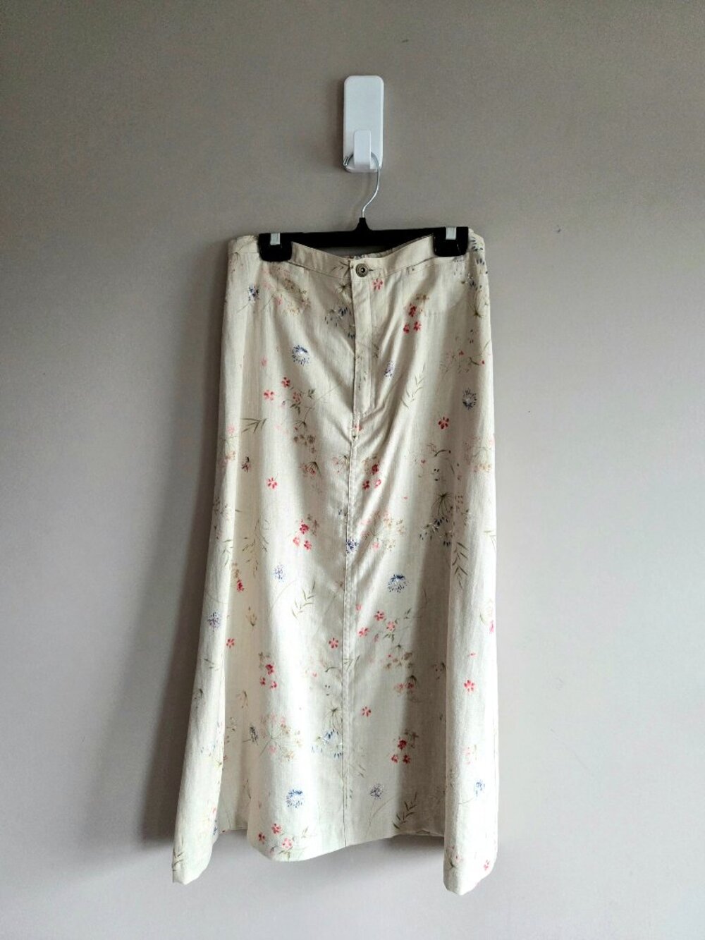 Liz Claiborne Linen Blend Beige Floral Midi Skirt